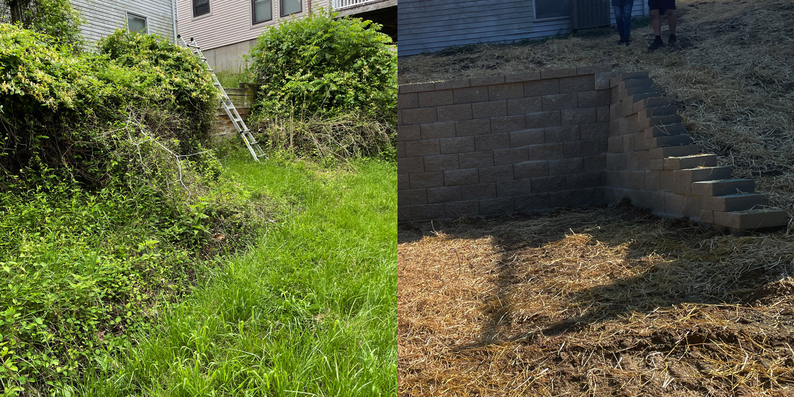 Retaining wall around a swimming pool